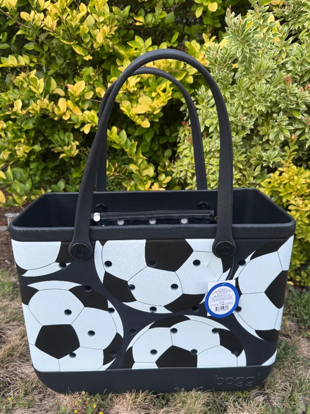Bogg Bag Original Large Soccer Ball Tote Black White NWT